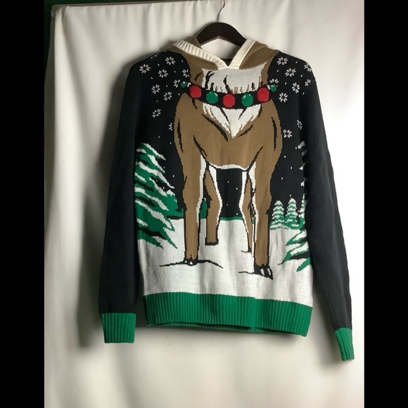 Ugly Hooded Reindeer Sweater - Picture 5 of 8